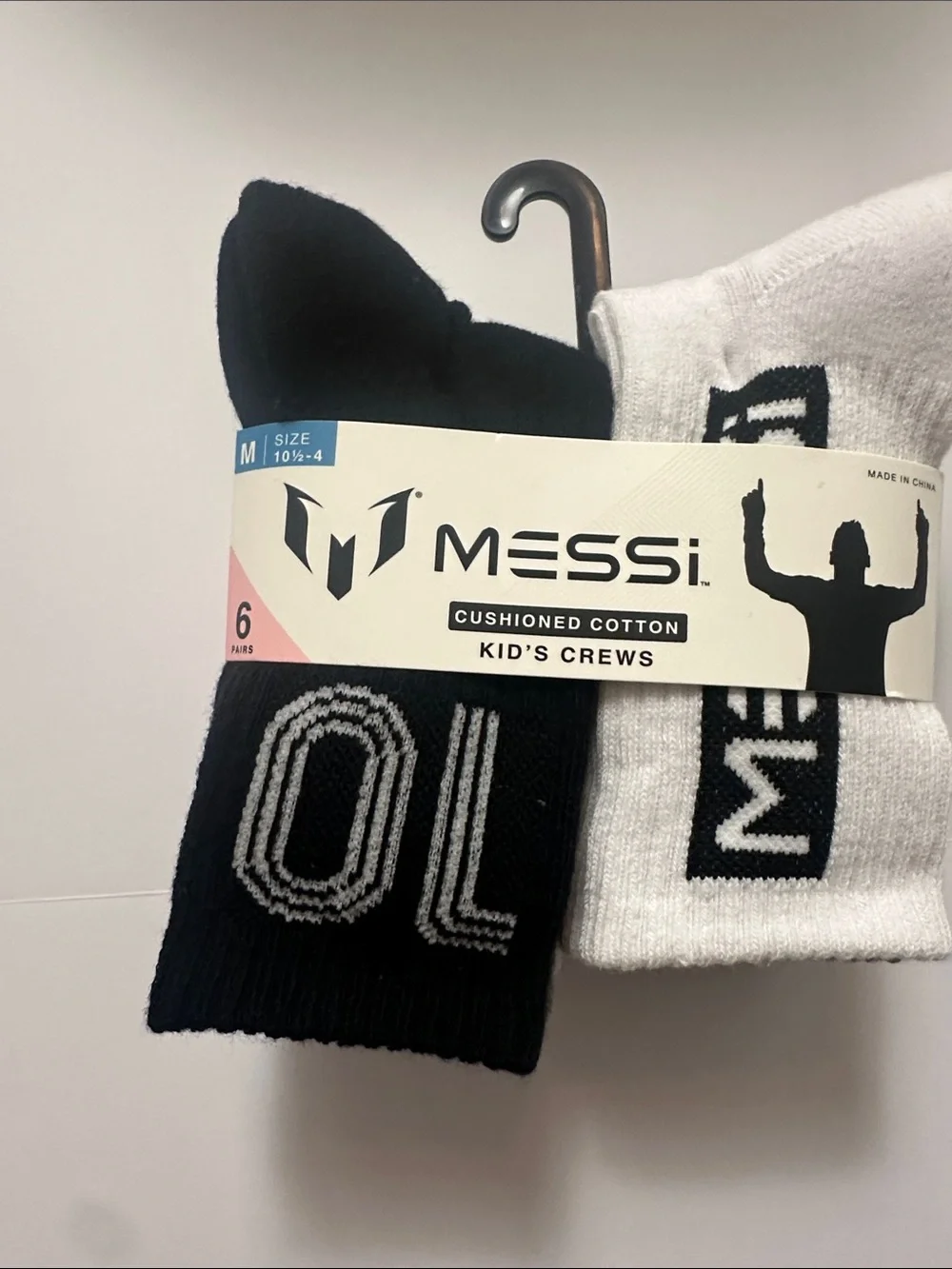 Messi Kids Black & White Soccer Plush Ball with 2-Pack Crew Socks